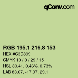 カラーコード: RGB 195.1 216.8 153 | qconv.com