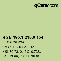 カラーコード: RGB 195.1 216.8 154 | qconv.com