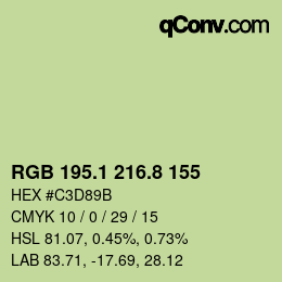 カラーコード: RGB 195.1 216.8 155 | qconv.com