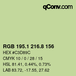 Color code: RGB 195.1 216.8 156 | qconv.com