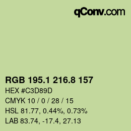 カラーコード: RGB 195.1 216.8 157 | qconv.com