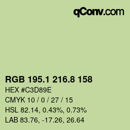 カラーコード: RGB 195.1 216.8 158 | qconv.com