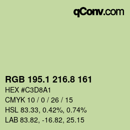 Color code: RGB 195.1 216.8 161 | qconv.com