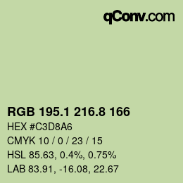 Color code: RGB 195.1 216.8 166 | qconv.com