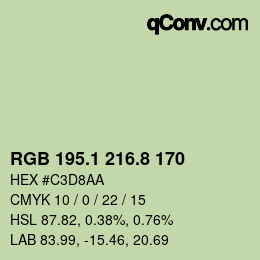 Color code: RGB 195.1 216.8 170 | qconv.com
