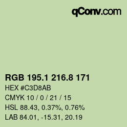 カラーコード: RGB 195.1 216.8 171 | qconv.com
