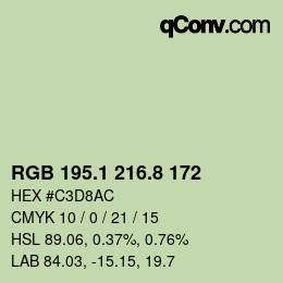 カラーコード: RGB 195.1 216.8 172 | qconv.com
