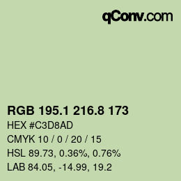 カラーコード: RGB 195.1 216.8 173 | qconv.com