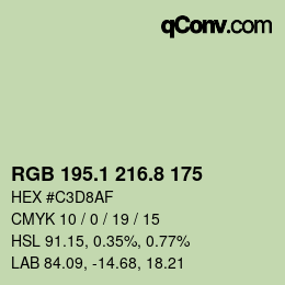 Farbcode: RGB 195.1 216.8 175 | qconv.com
