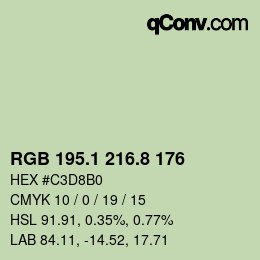 Color code: RGB 195.1 216.8 176 | qconv.com