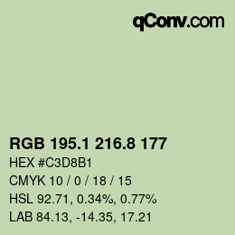 Color code: RGB 195.1 216.8 177 | qconv.com