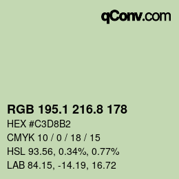 カラーコード: RGB 195.1 216.8 178 | qconv.com