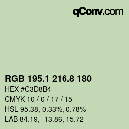 Color code: RGB 195.1 216.8 180 | qconv.com