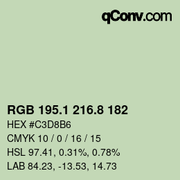 Farbcode: RGB 195.1 216.8 182 | qconv.com