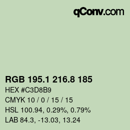 カラーコード: RGB 195.1 216.8 185 | qconv.com