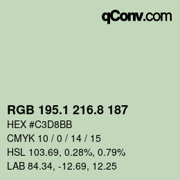 Farbcode: RGB 195.1 216.8 187 | qconv.com