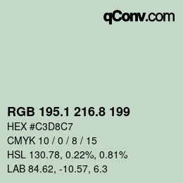 カラーコード: RGB 195.1 216.8 199 | qconv.com