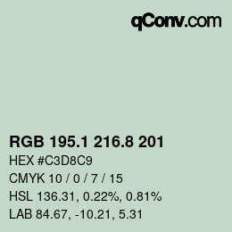 Color code: RGB 195.1 216.8 201 | qconv.com