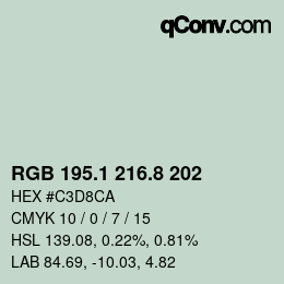 Color code: RGB 195.1 216.8 202 | qconv.com
