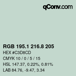 Color code: RGB 195.1 216.8 205 | qconv.com