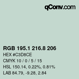 Color code: RGB 195.1 216.8 206 | qconv.com