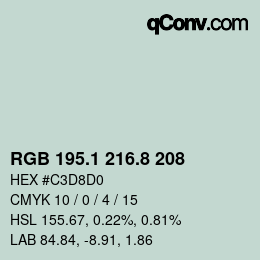 カラーコード: RGB 195.1 216.8 208 | qconv.com