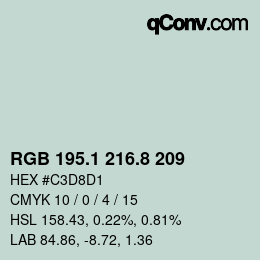 Color code: RGB 195.1 216.8 209 | qconv.com