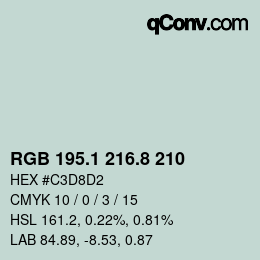 カラーコード: RGB 195.1 216.8 210 | qconv.com