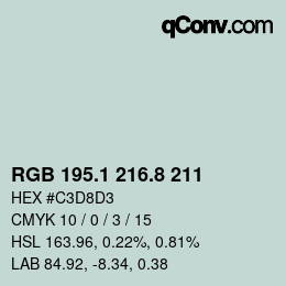 Color code: RGB 195.1 216.8 211 | qconv.com