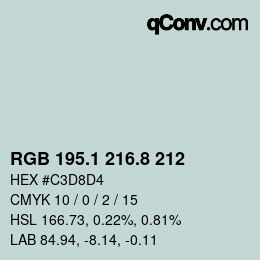Color code: RGB 195.1 216.8 212 | qconv.com