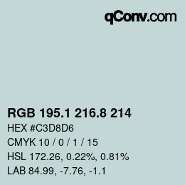 カラーコード: RGB 195.1 216.8 214 | qconv.com