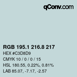 Color code: RGB 195.1 216.8 217 | qconv.com