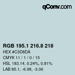 カラーコード: RGB 195.1 216.8 218 | qconv.com