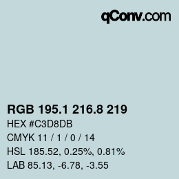 Color code: RGB 195.1 216.8 219 | qconv.com