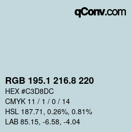 Color code: RGB 195.1 216.8 220 | qconv.com