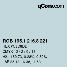 Farbcode: RGB 195.1 216.8 221 | qconv.com