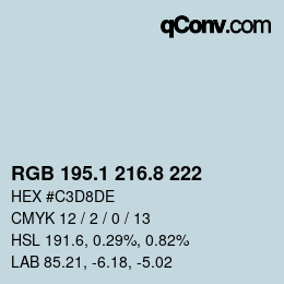 Color code: RGB 195.1 216.8 222 | qconv.com