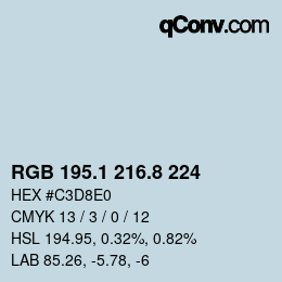 カラーコード: RGB 195.1 216.8 224 | qconv.com