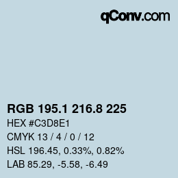 Color code: RGB 195.1 216.8 225 | qconv.com