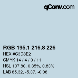 Color code: RGB 195.1 216.8 226 | qconv.com