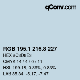 Color code: RGB 195.1 216.8 227 | qconv.com