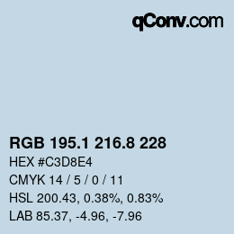 カラーコード: RGB 195.1 216.8 228 | qconv.com