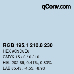 Color code: RGB 195.1 216.8 230 | qconv.com
