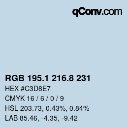 Color code: RGB 195.1 216.8 231 | qconv.com