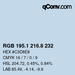 Color code: RGB 195.1 216.8 232 | qconv.com
