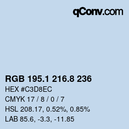 Farbcode: RGB 195.1 216.8 236 | qconv.com