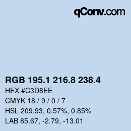 カラーコード: RGB 195.1 216.8 238.4 | qconv.com