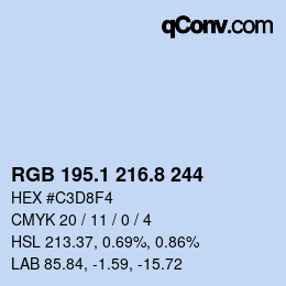 Color code: RGB 195.1 216.8 244 | qconv.com