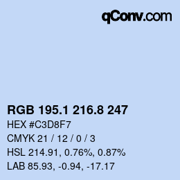 カラーコード: RGB 195.1 216.8 247 | qconv.com