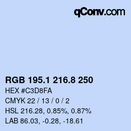 Color code: RGB 195.1 216.8 250 | qconv.com